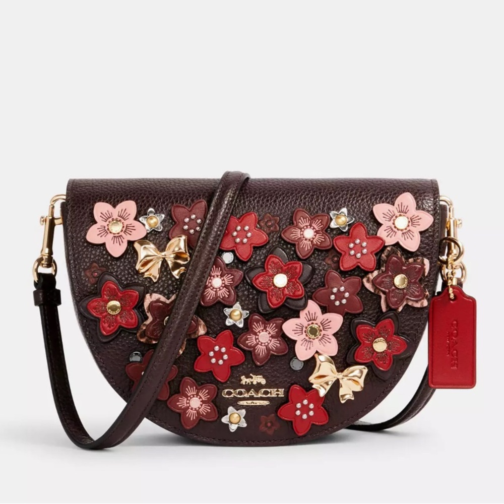 Coach Daisy Tea Rose Floral Appliqué Leather Crossbody Bag